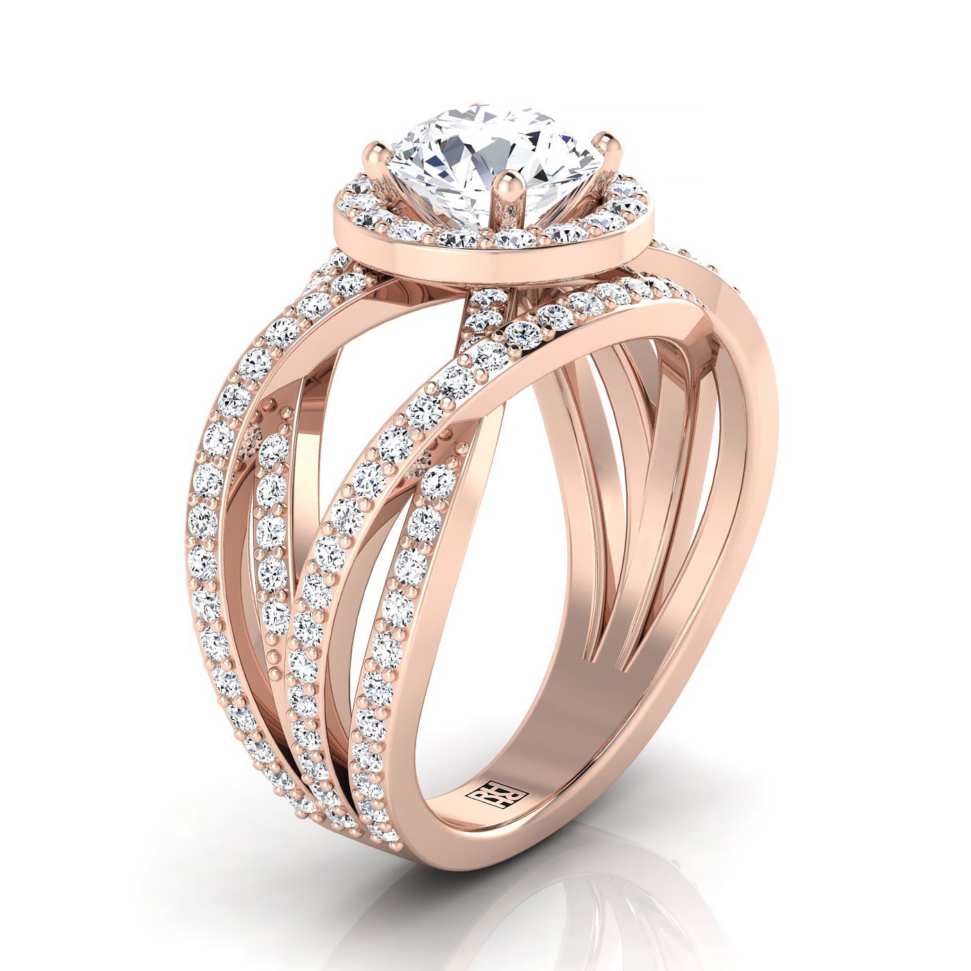 RockHer atelier photo of The Rosina round engagement ring setting in 14K Rose Gold