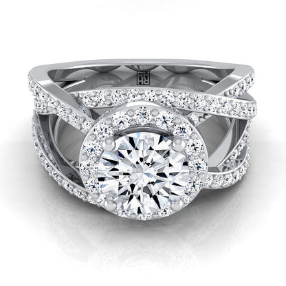 Round Brilliant, Open Intertwined Pavé Row, in Platinum – view 8 | RockHer