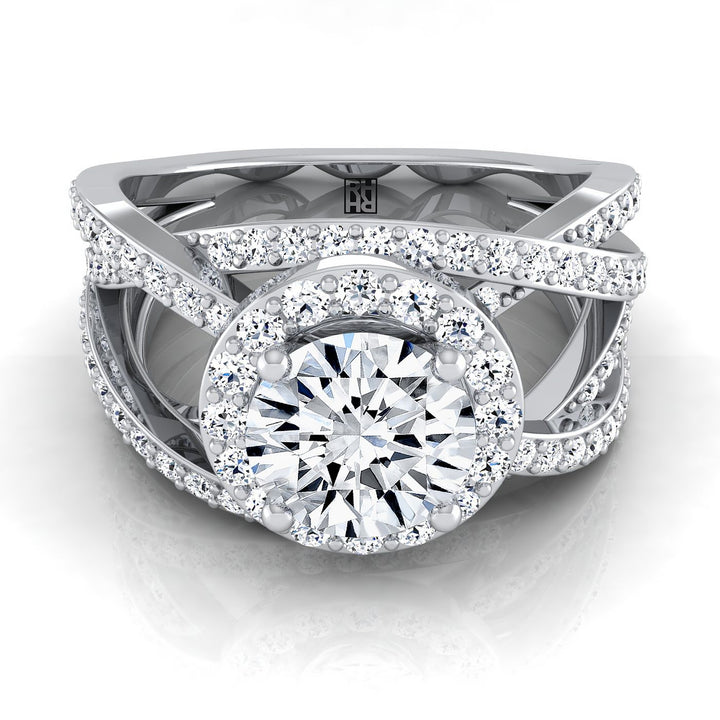 Round Brilliant, Open Intertwined Pavé Row, in Platinum – view 8 | RockHer