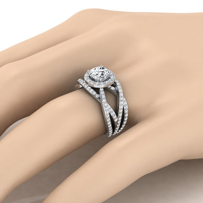 Rosina Select Open Intertwined Pavé Row Round Lab Diamond Engagement Ring in Platinum | RockHer