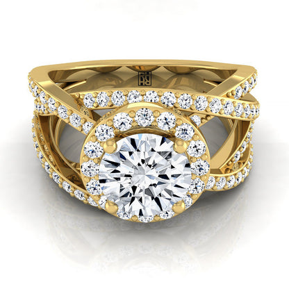 Rosina Select Open Intertwined Pavé Row Round Lab Diamond Engagement Ring in 18K Yellow Gold | RockHer
