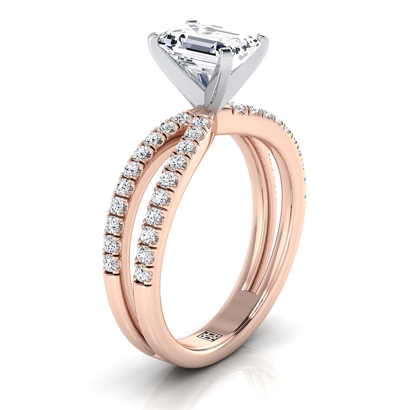 RockHer atelier photo of The Carole emerald engagement ring setting in 14K Rose Gold