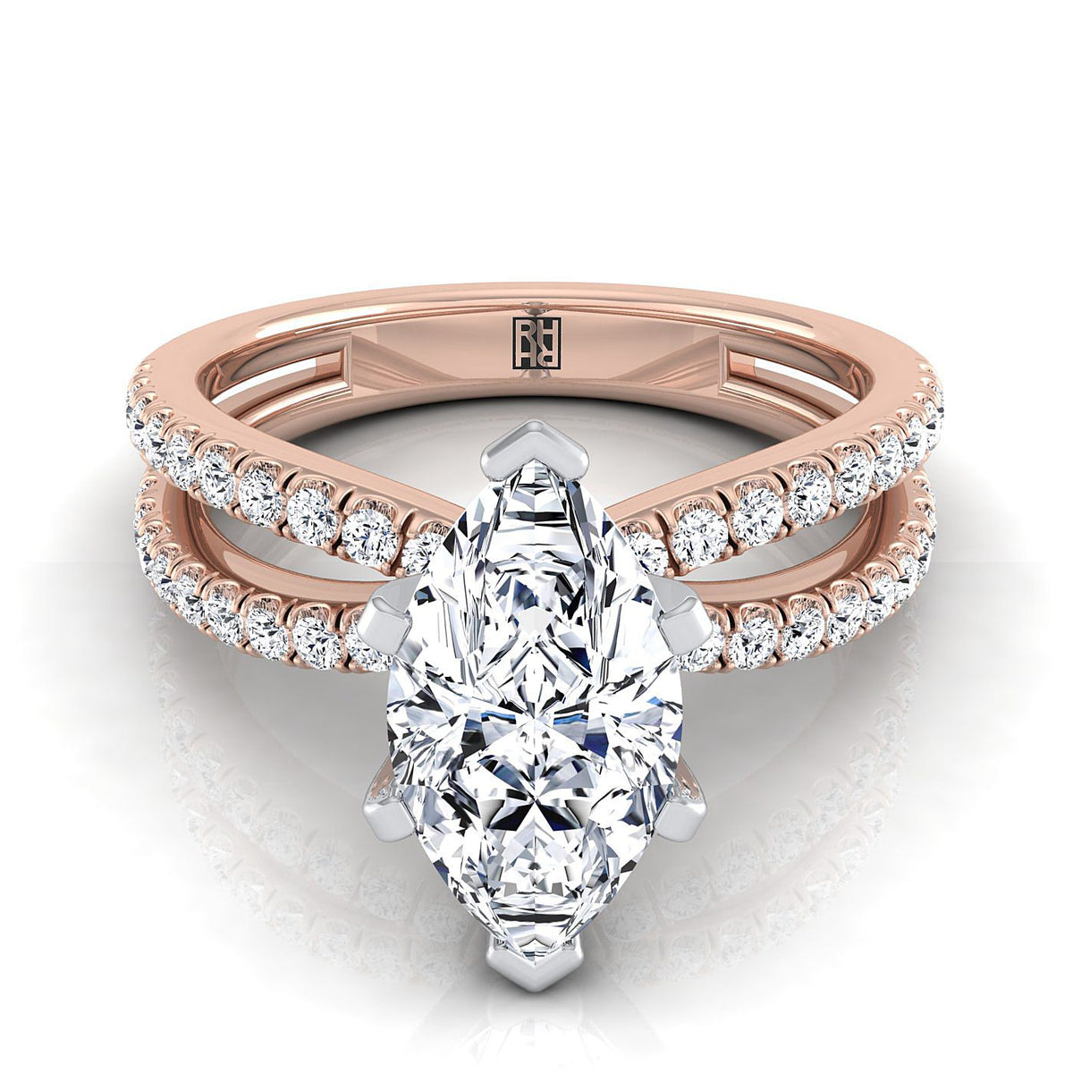 The Carole marquise engagement ring setting in 14K Rose Gold | RockHer