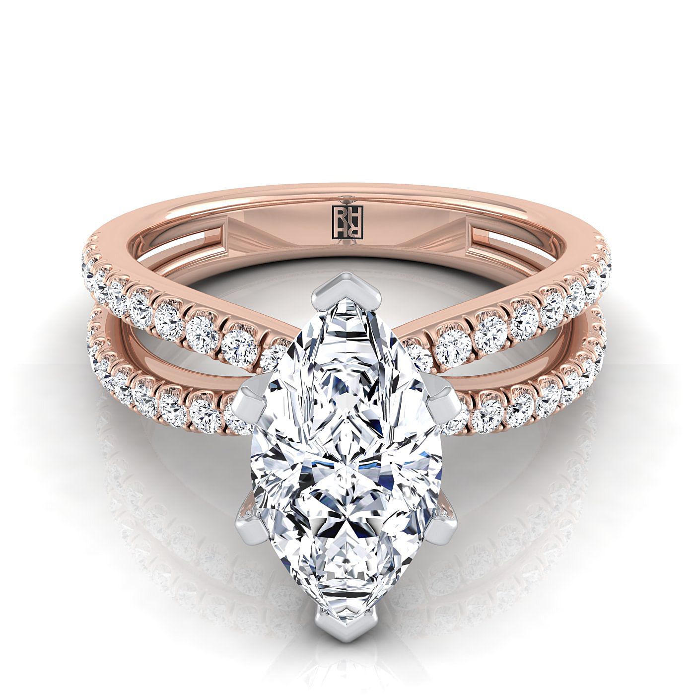 The Carole Select Pavé Engagement Ring with Lab Diamond in 14K Rose Gold - view 1