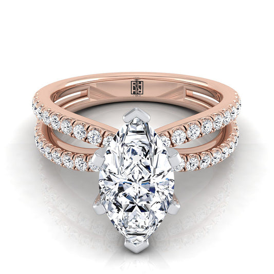 The Carole Select Pavé Engagement Ring with Lab Diamond in 14K Rose Gold - view 1