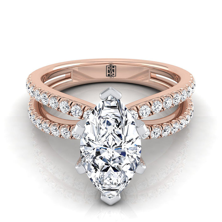 The Carole Select Pavé Engagement Ring with Lab Diamond in 14K Rose Gold - view 1