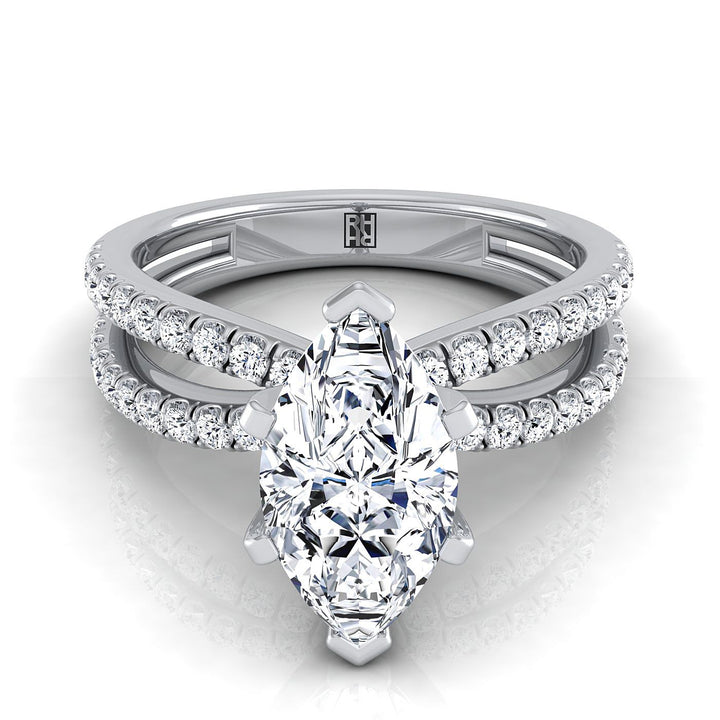 Two Row Pavé Split Shank Marquise, in Platinum | RockHer