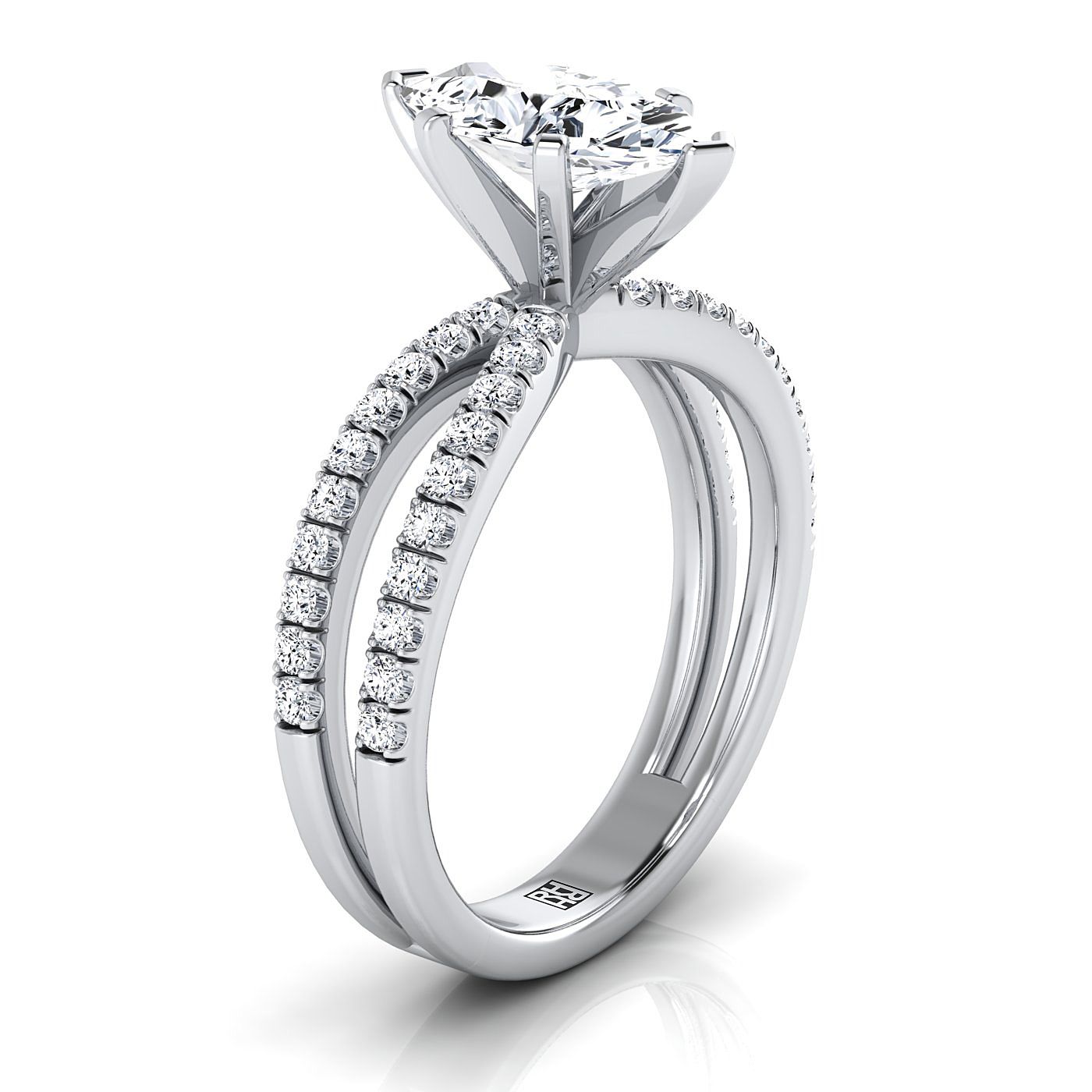 RockHer atelier photo of The Carole marquise engagement ring setting in 18K White Gold