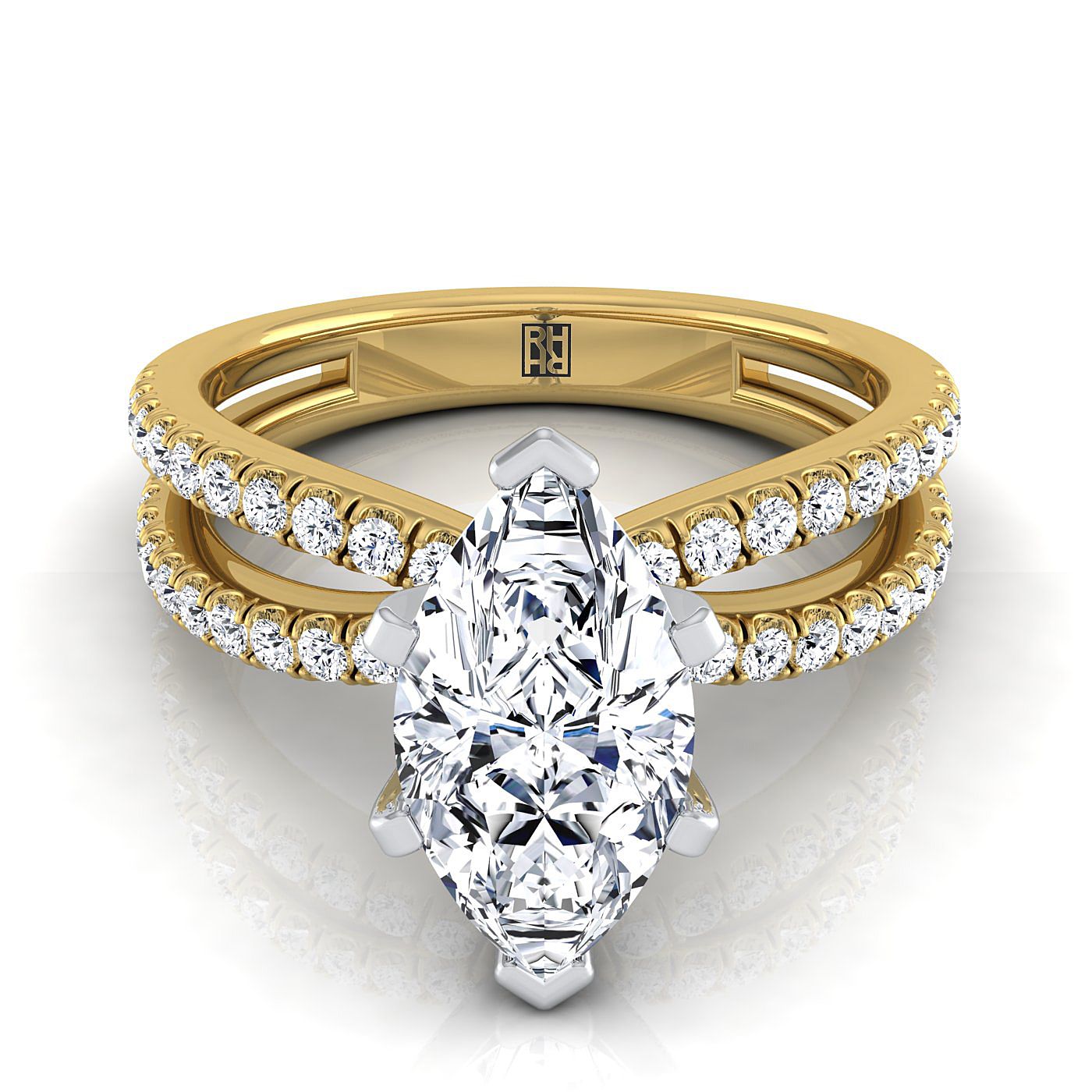 The Carole Select Pavé Engagement Ring with Lab Diamond in 18K Yellow Gold - view 1