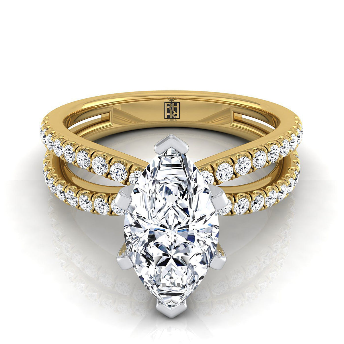 The Carole marquise engagement ring setting in 18K Yellow Gold | RockHer