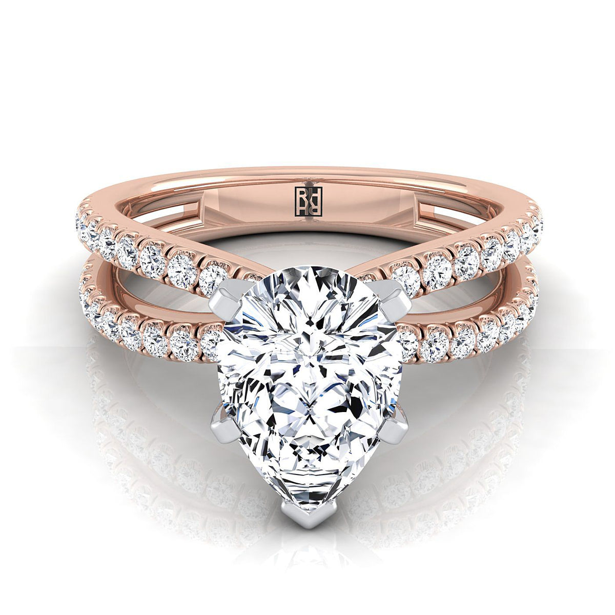 The Carole pear engagement ring setting in 14K Rose Gold | RockHer
