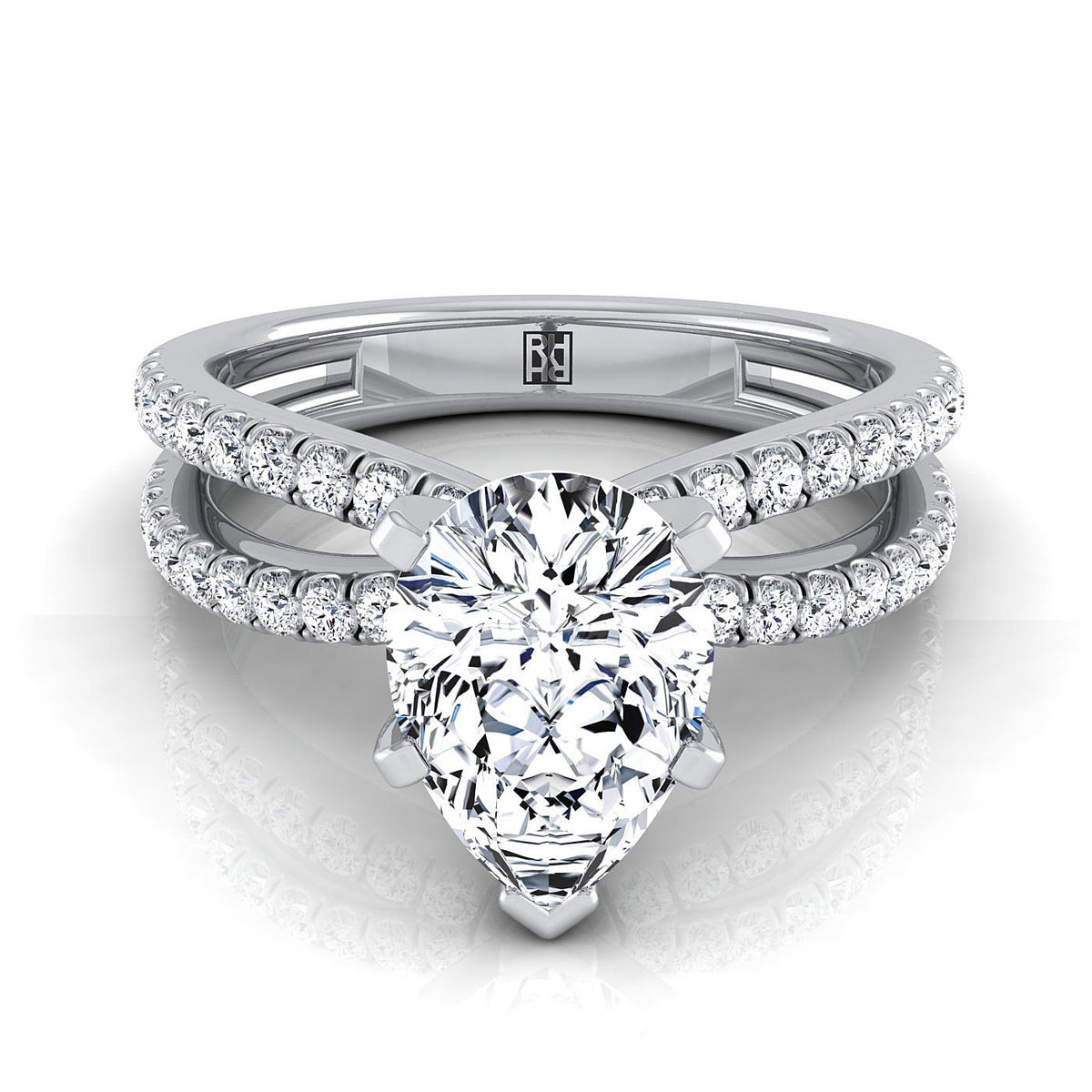 The Carole pear engagement ring setting in Platinum | RockHer