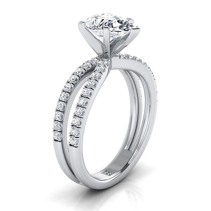 The Carole Select Pavé Engagement Ring with Lab Diamond in 18K White Gold - view 2