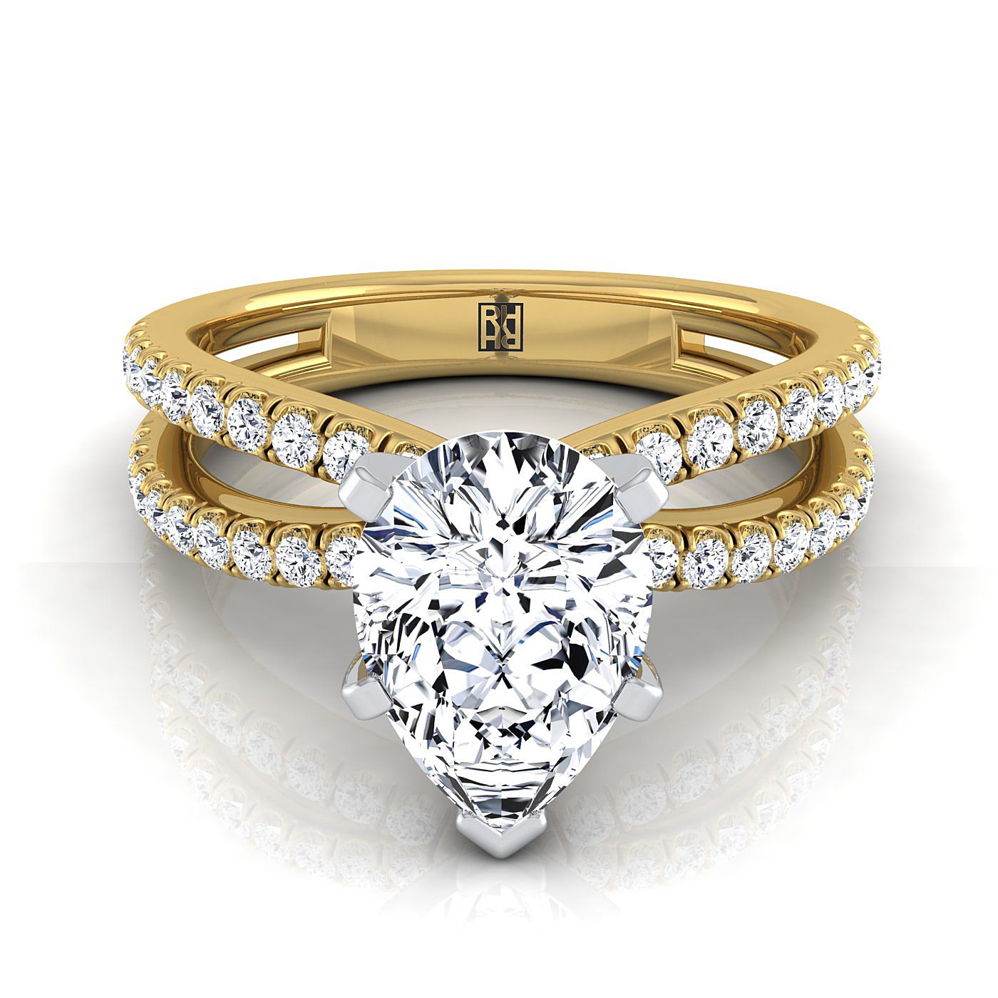 The Carole Select Pavé Engagement Ring with Lab Diamond in 18K Yellow Gold - view 1