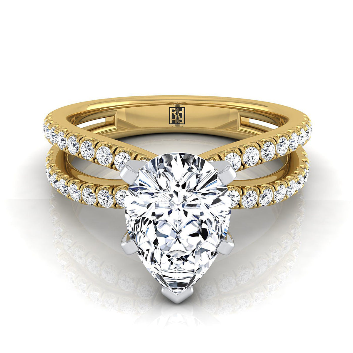 The Carole pear engagement ring setting in 18K Yellow Gold | RockHer