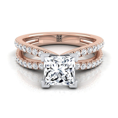 The Carole Select Pavé Engagement Ring with Lab Diamond in 14K Rose Gold - view 1
