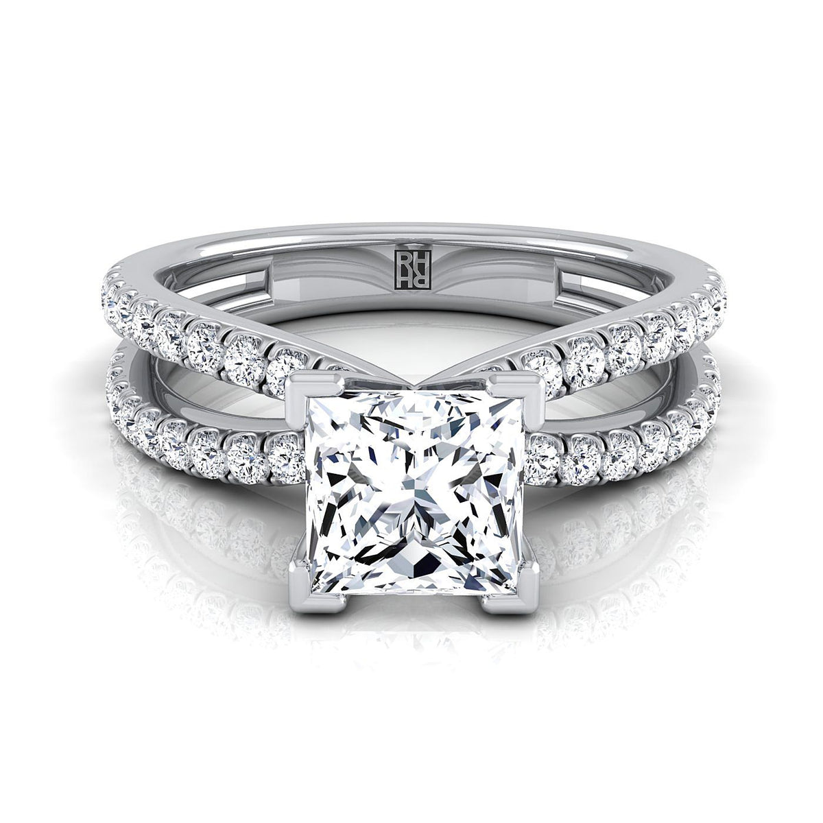 The Carole princess engagement ring setting in 18K White Gold | RockHer