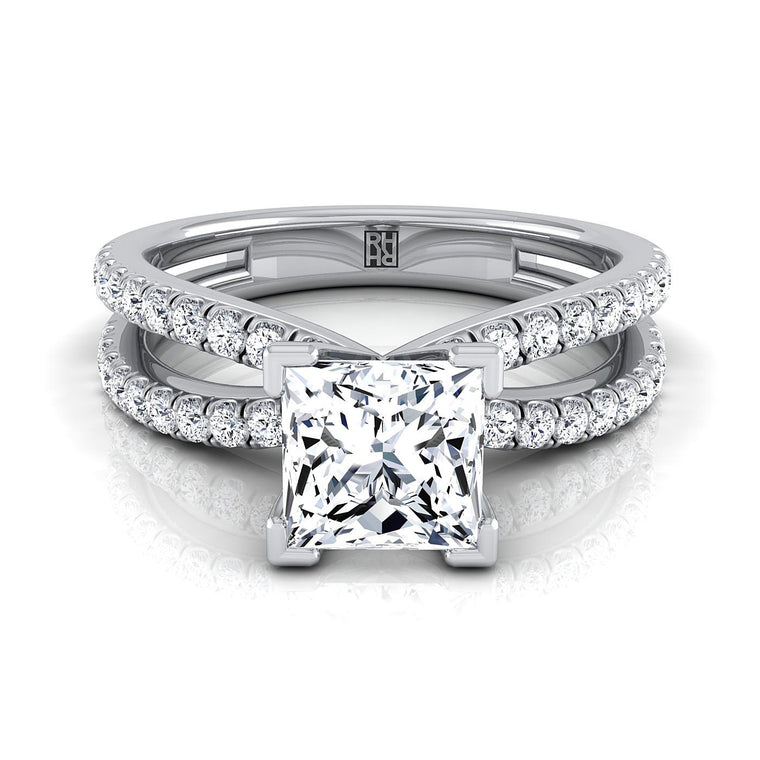 The Carole Select Pavé Princess Cut Lab Diamond Engagement Ring in Platinum