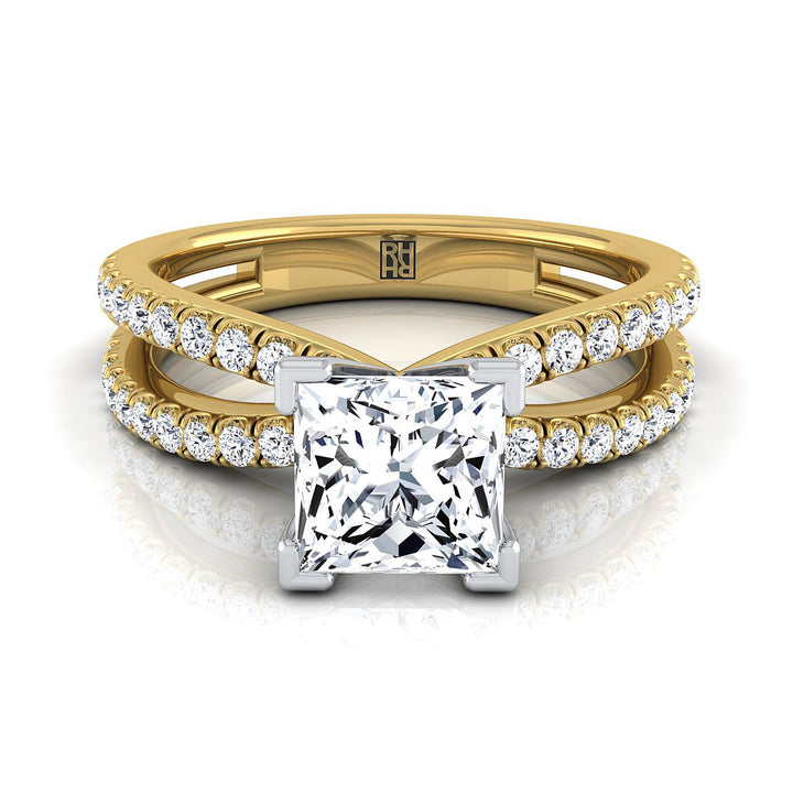 The Carole Select Pavé Engagement Ring with Lab Diamond in 18K Yellow Gold - view 1