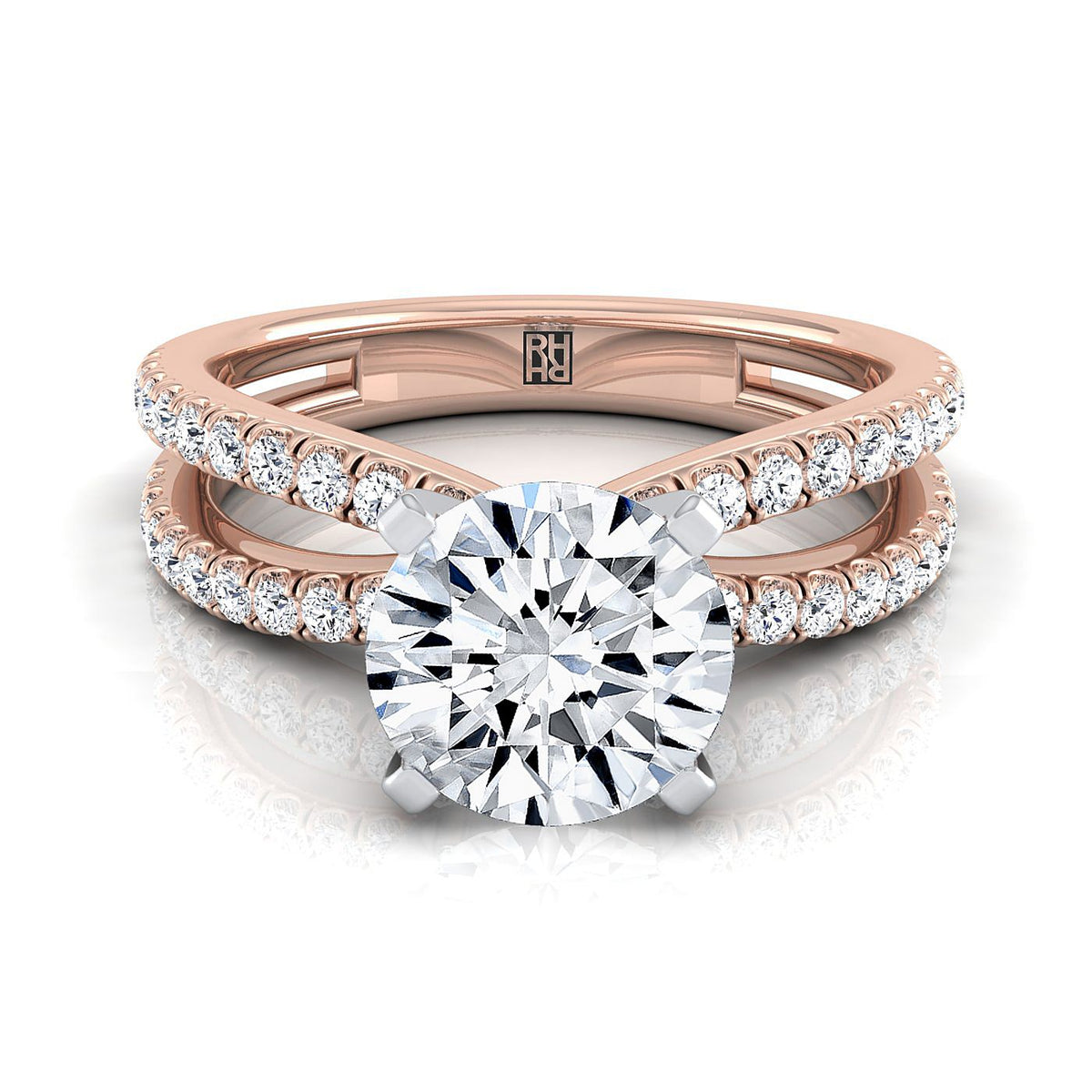The Carole round engagement ring setting in 14K Rose Gold | RockHer