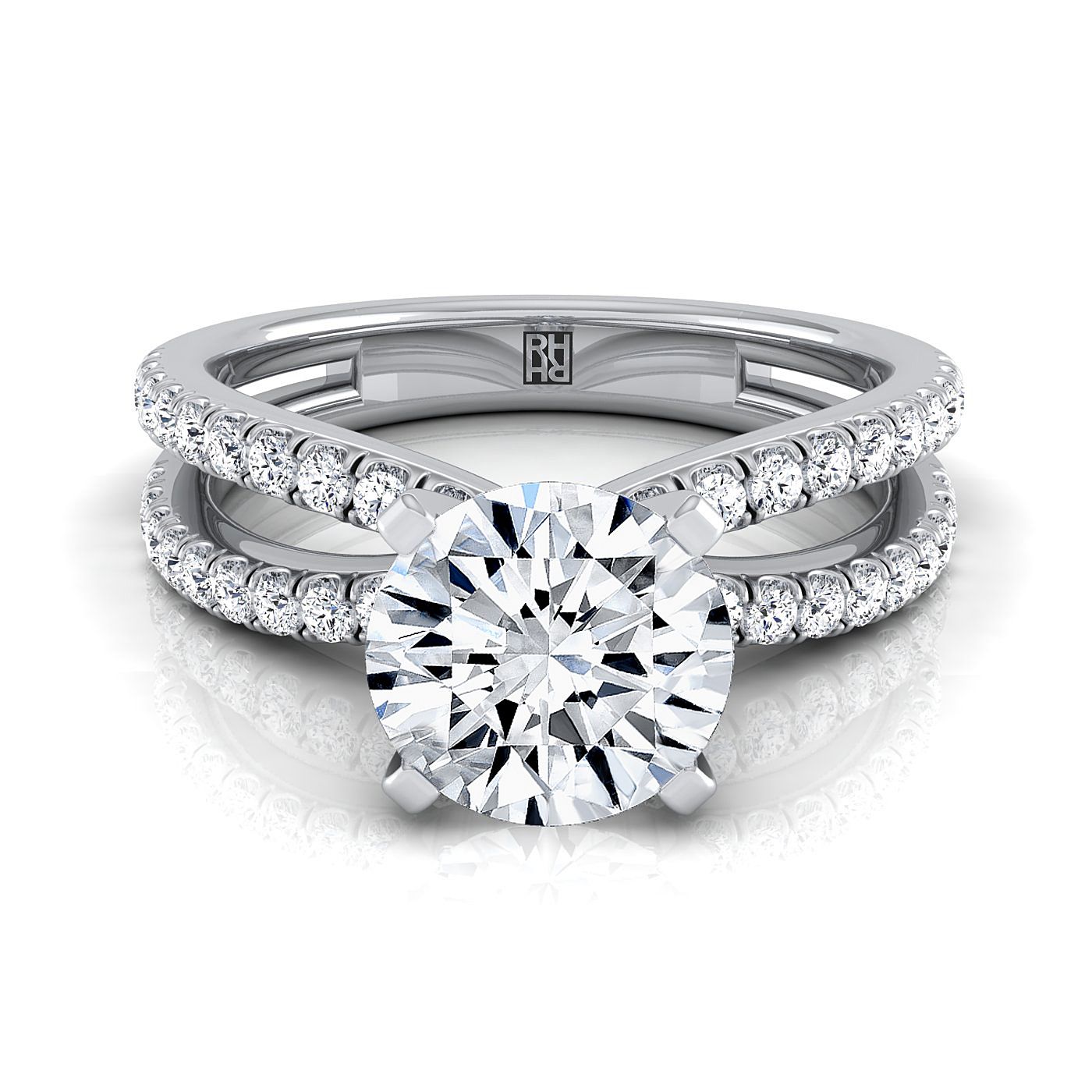 The Carole Select Pavé Engagement Ring with Lab Diamond in 18K White Gold - view 1
