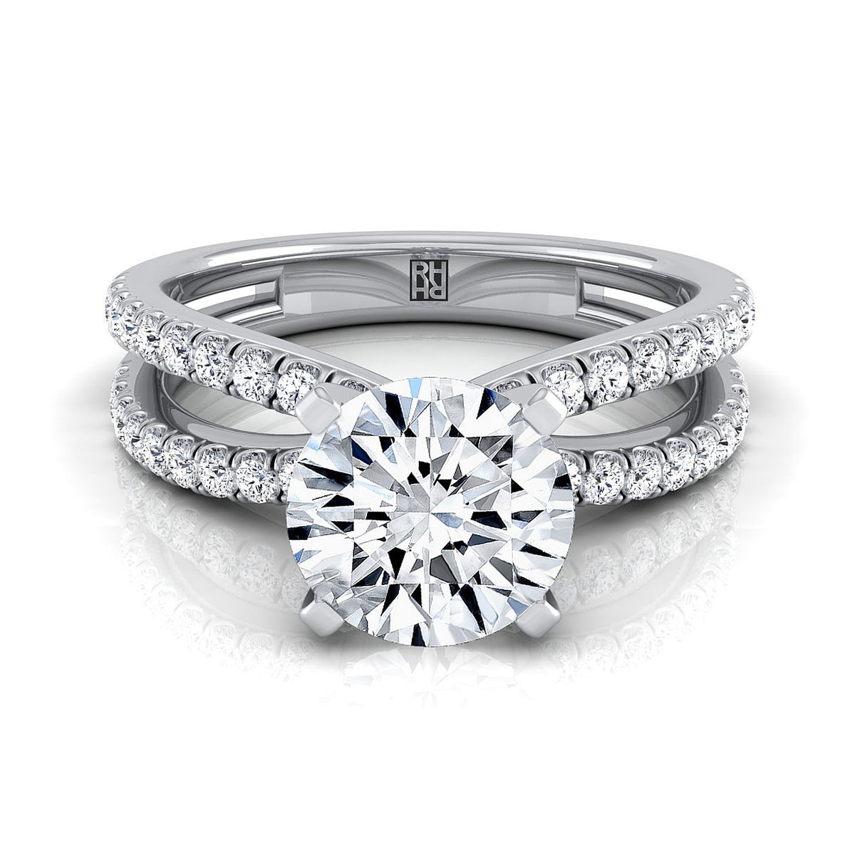 The Carole round engagement ring setting in 18K White Gold | RockHer