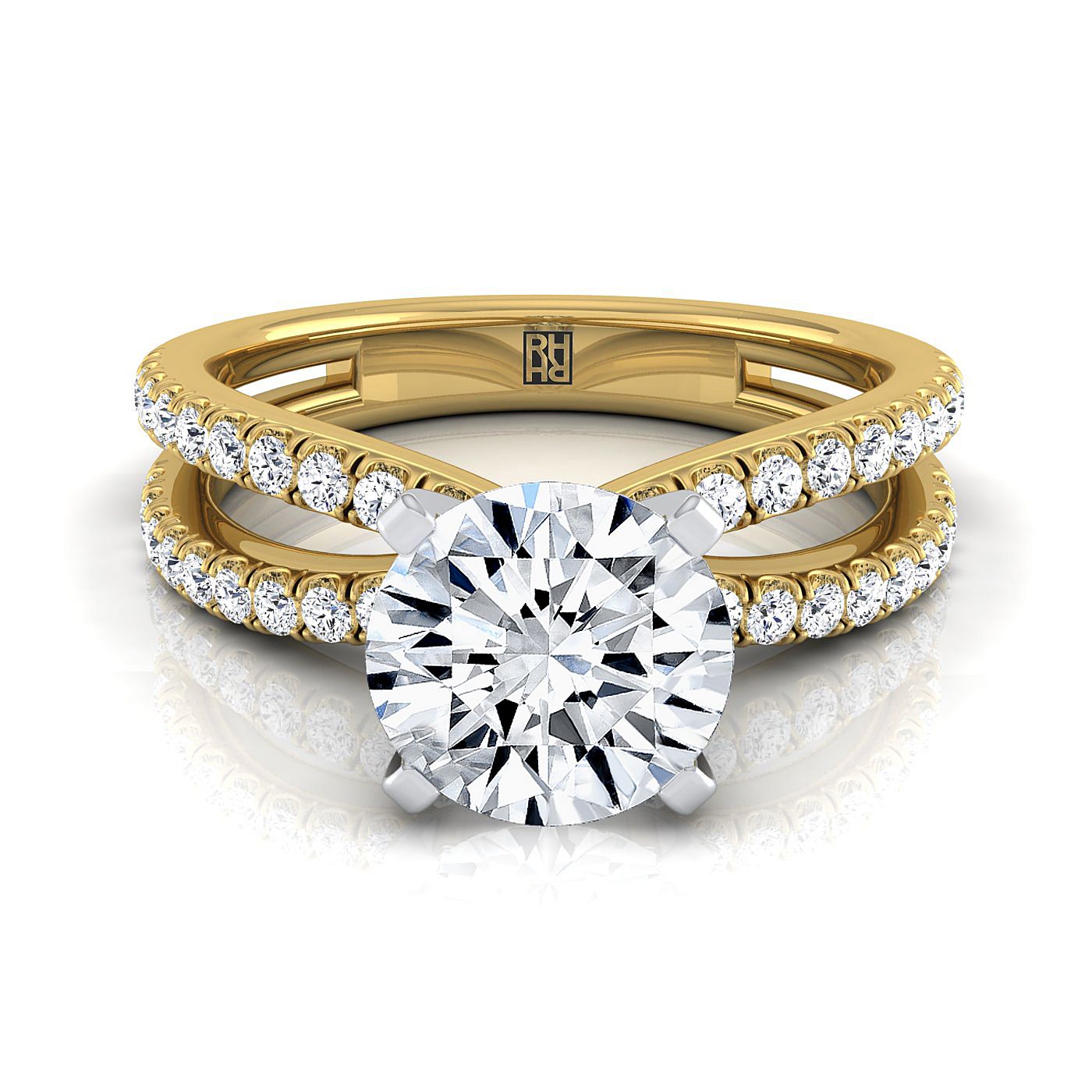 The Carole Select Pavé Engagement Ring with Lab Diamond in 18K Yellow Gold - view 1