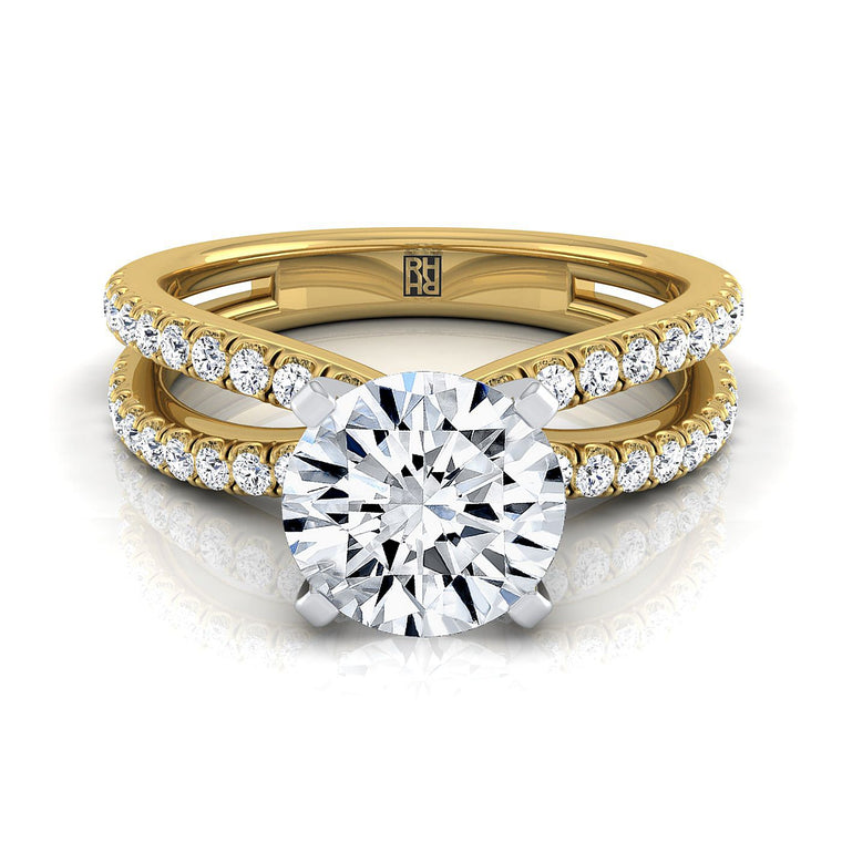 The Carole Select Pavé Round Lab Diamond Engagement Ring in 18K Yellow Gold