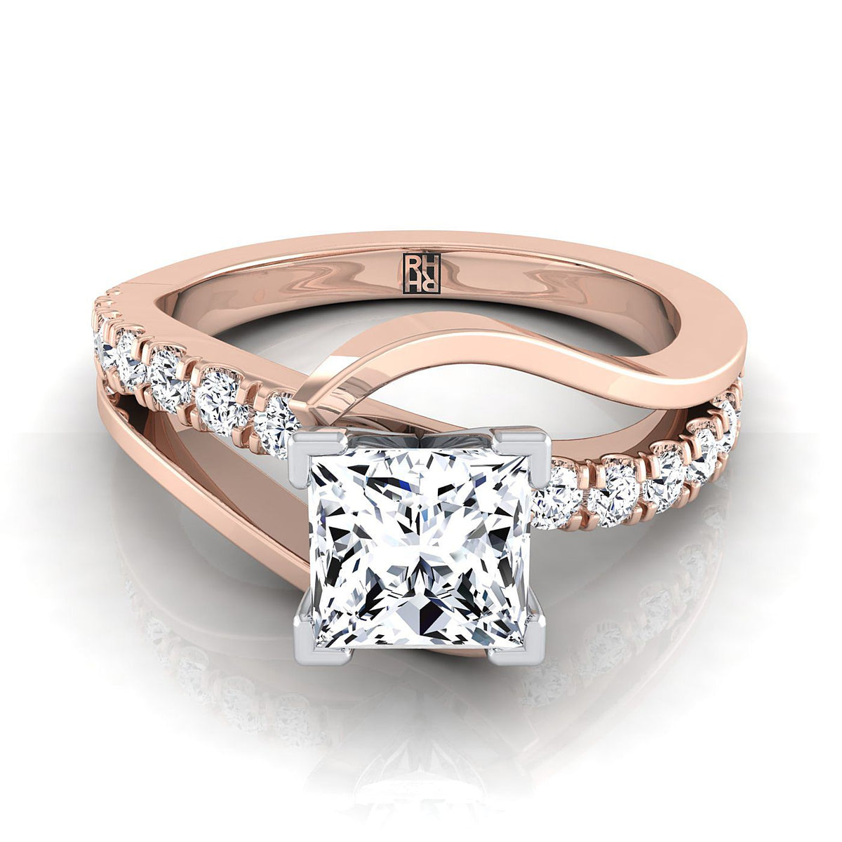 The Tatyana princess engagement ring setting in 14K Rose Gold | RockHer