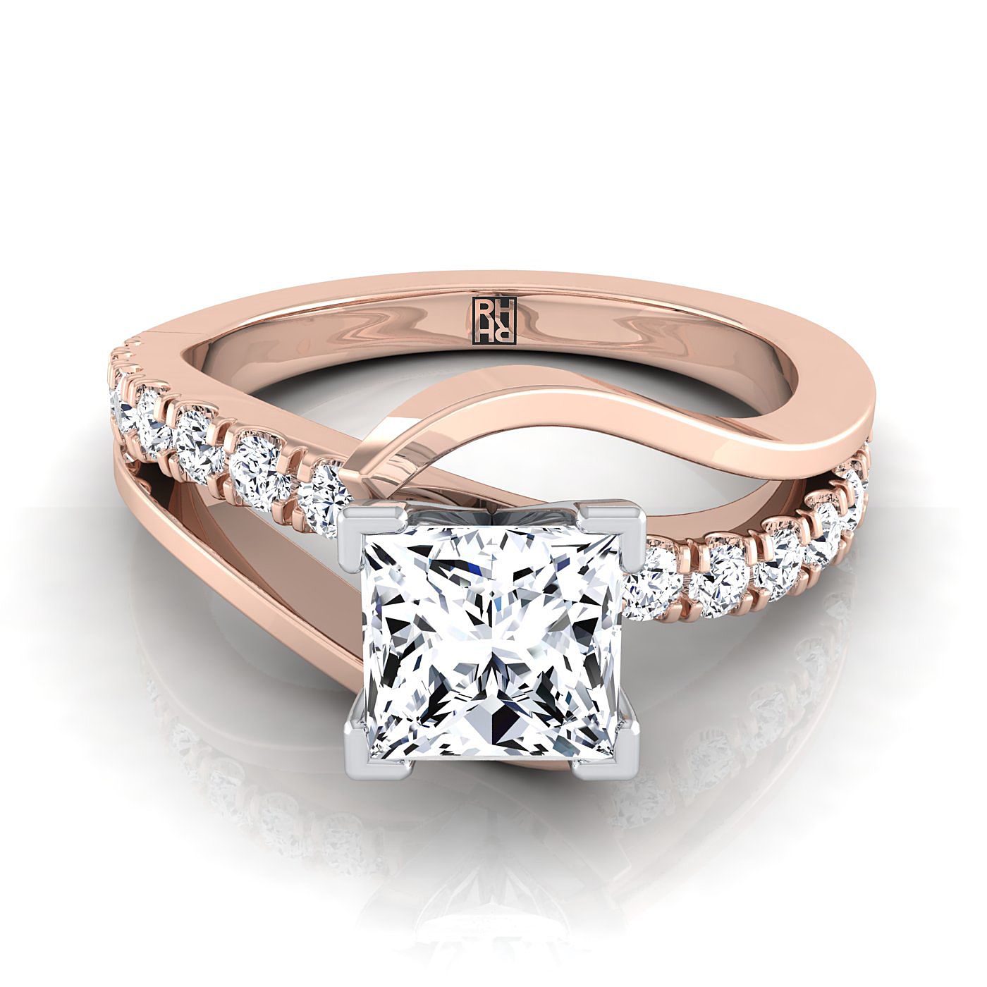 The Tatyana Select Pavé Engagement Ring with Lab Diamond in 14K Rose Gold - view 1