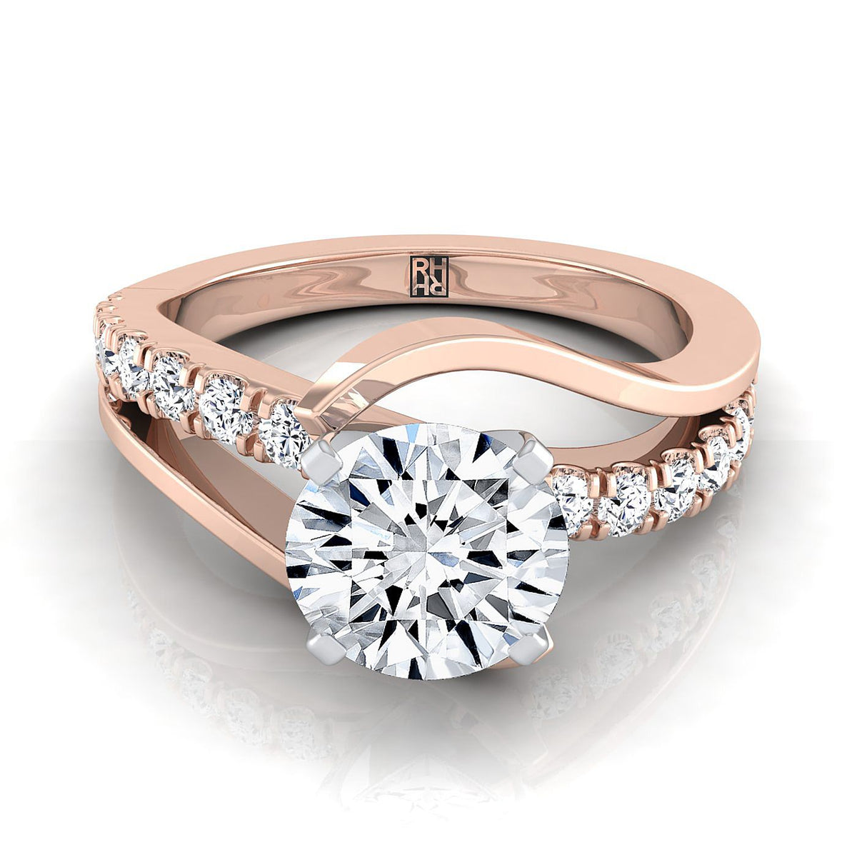 The Tatyana round engagement ring setting in 14K Rose Gold | RockHer