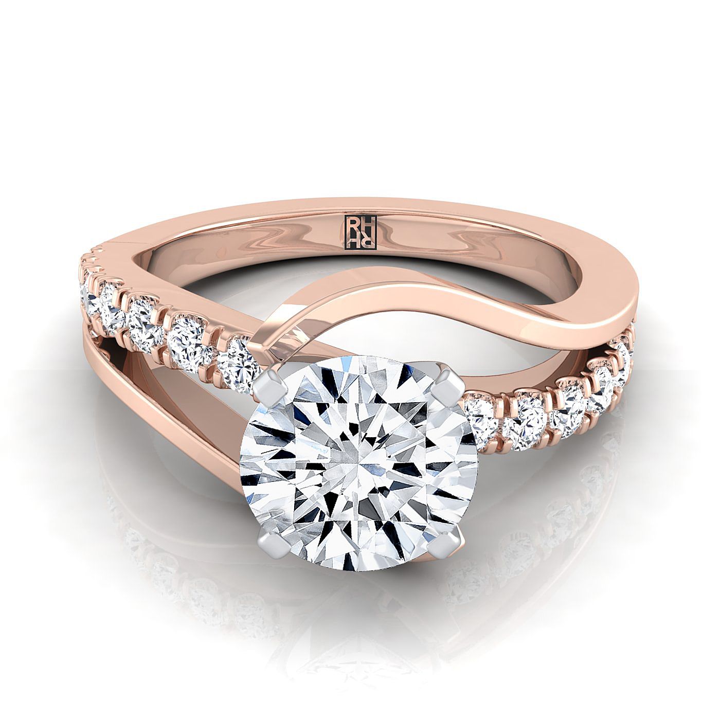 The Tatyana Select Pavé Engagement Ring with Lab Diamond in 14K Rose Gold - view 1
