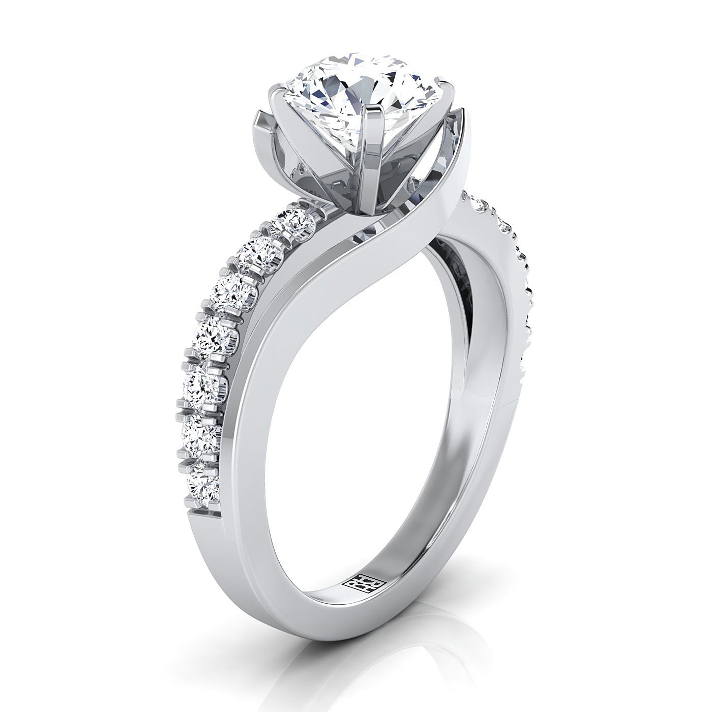 The Tatyana Select Pavé Engagement Ring with Lab Diamond in 18K White Gold - view 2