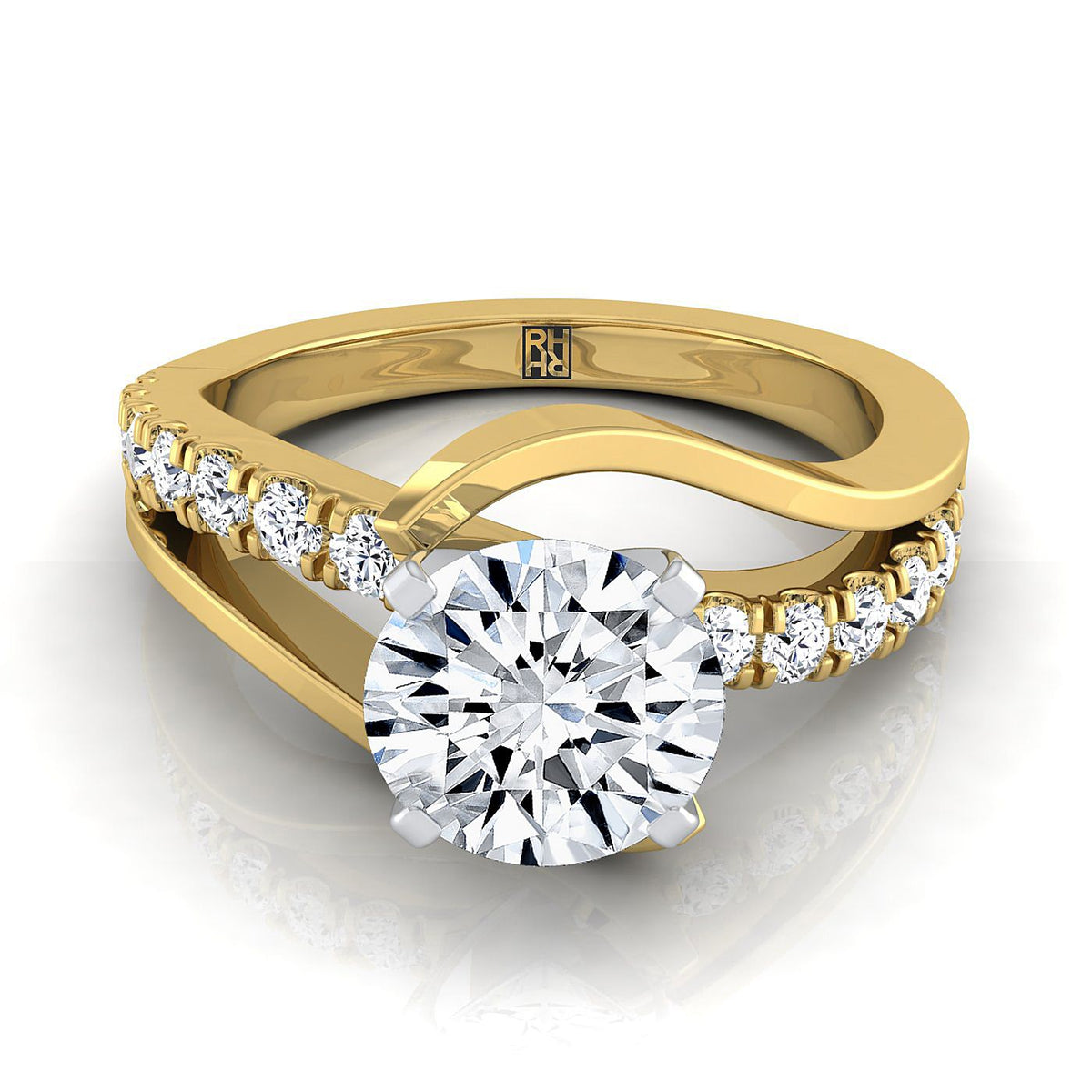 The Tatyana round engagement ring setting in 18K Yellow Gold | RockHer