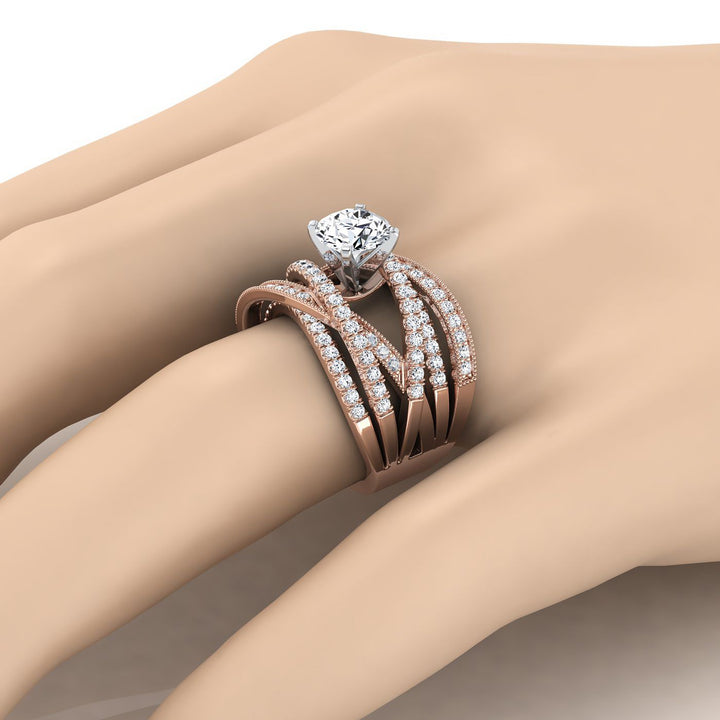 Violetta Select Multi Layer Interweave Pavé Round Lab Diamond Engagement Ring in 14K Rose Gold | RockHer