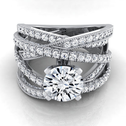 Violetta Select Multi Layer Interweave Pavé Round Lab Diamond Engagement Ring in 18K White Gold | RockHer