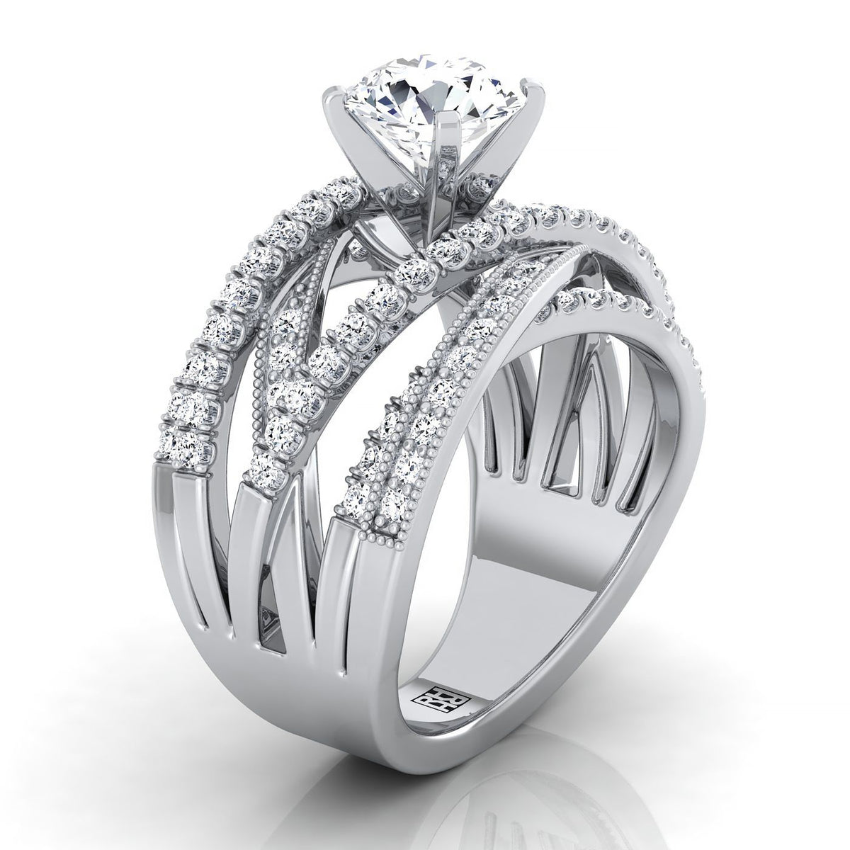 RockHer atelier photo of The Violetta round engagement ring setting in 18K White Gold