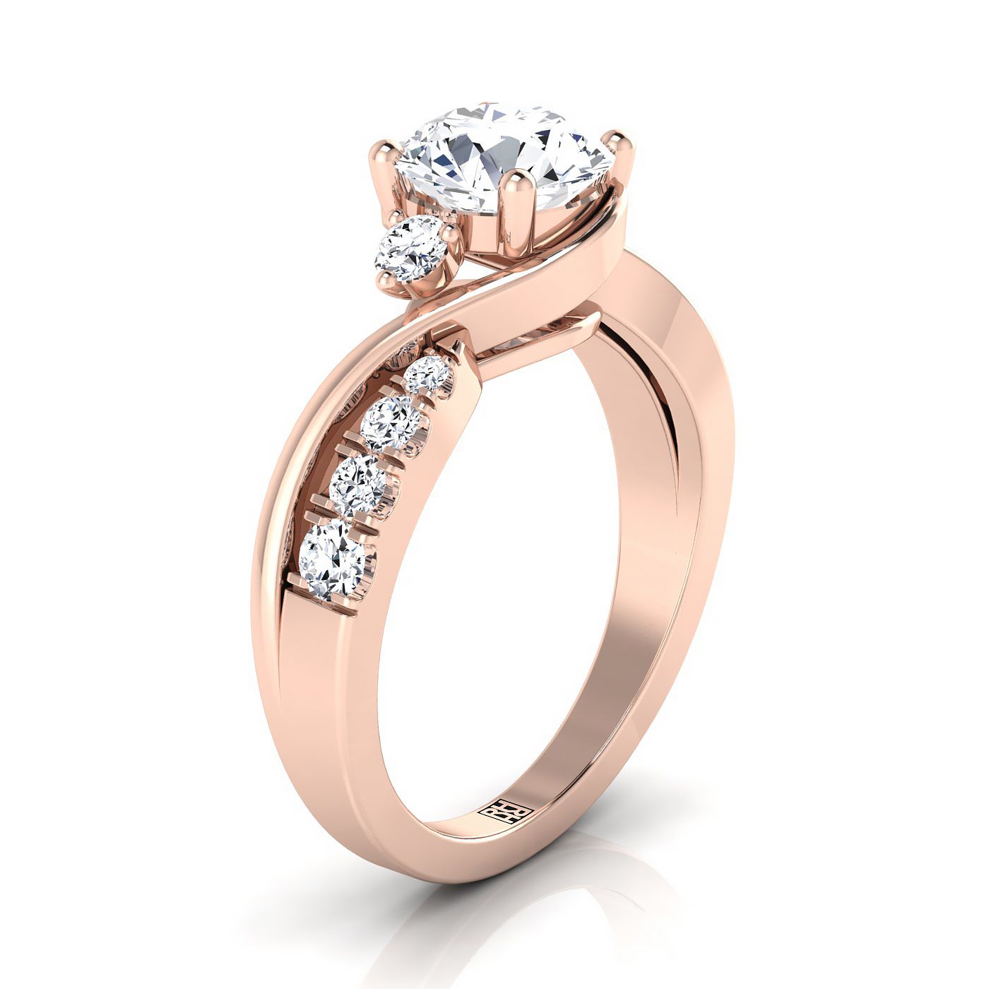 The Alice Select Three Stone Engagement Ring with Lab Diamond in 14K Rose Gold - view 2