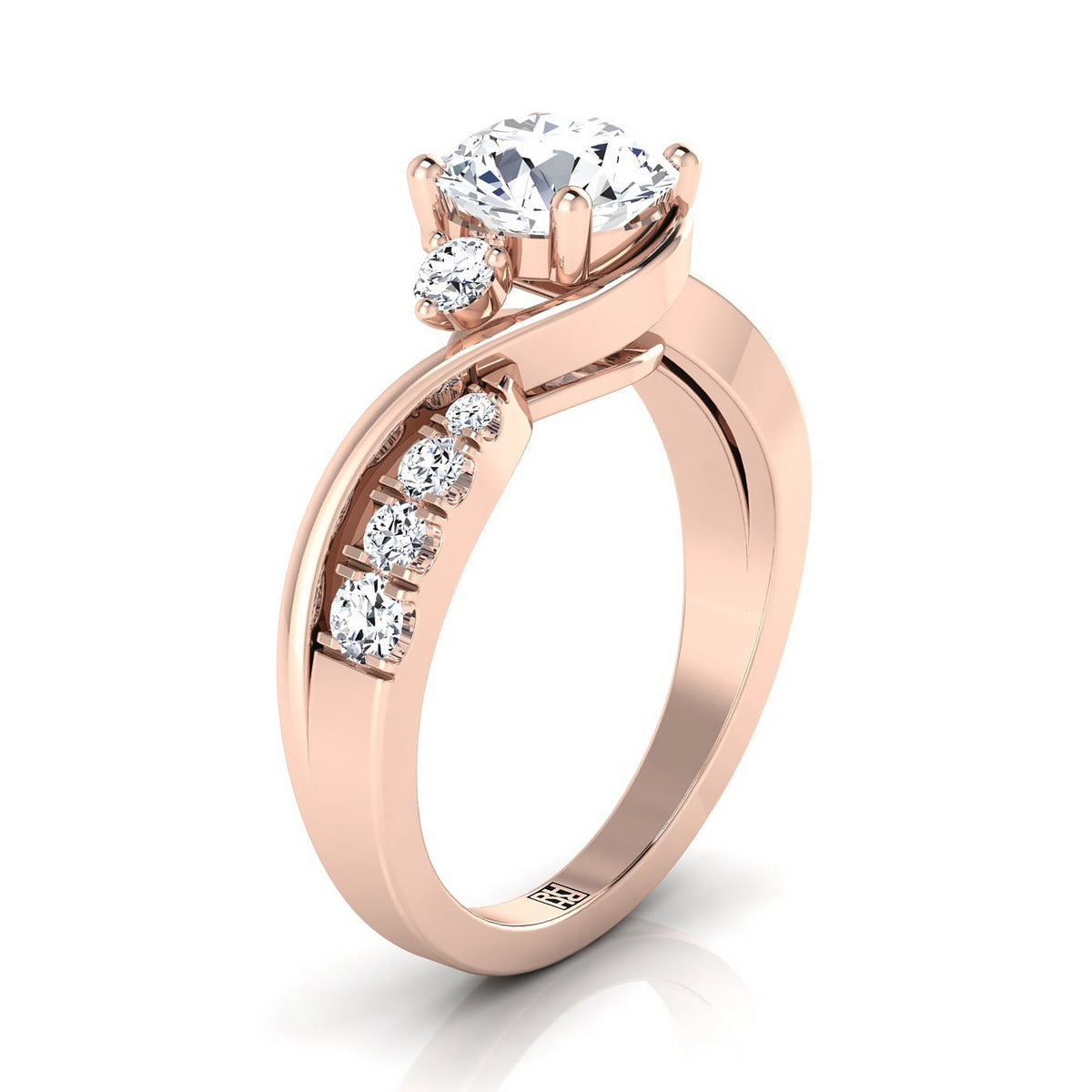 Select Three Stone styling on The Alice round engagement ring setting | RockHer