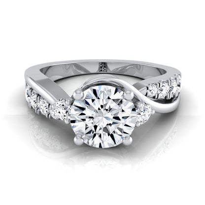 Alice Select Twisted Three Stone Round Lab Diamond Engagement Ring in 18K White Gold | RockHer