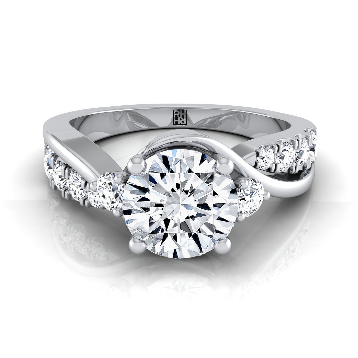 Alice Select Twisted Three Stone Solitaire Round Lab Diamond Engagement Ring in Platinum | RockHer