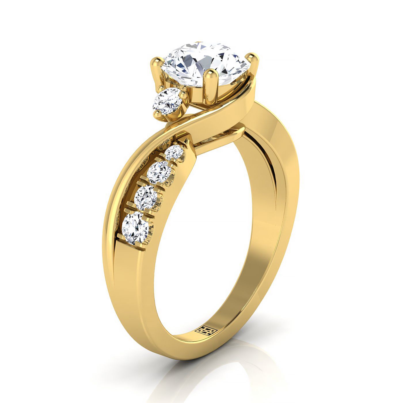 RockHer atelier photo of The Alice round engagement ring setting in 18K Yellow Gold