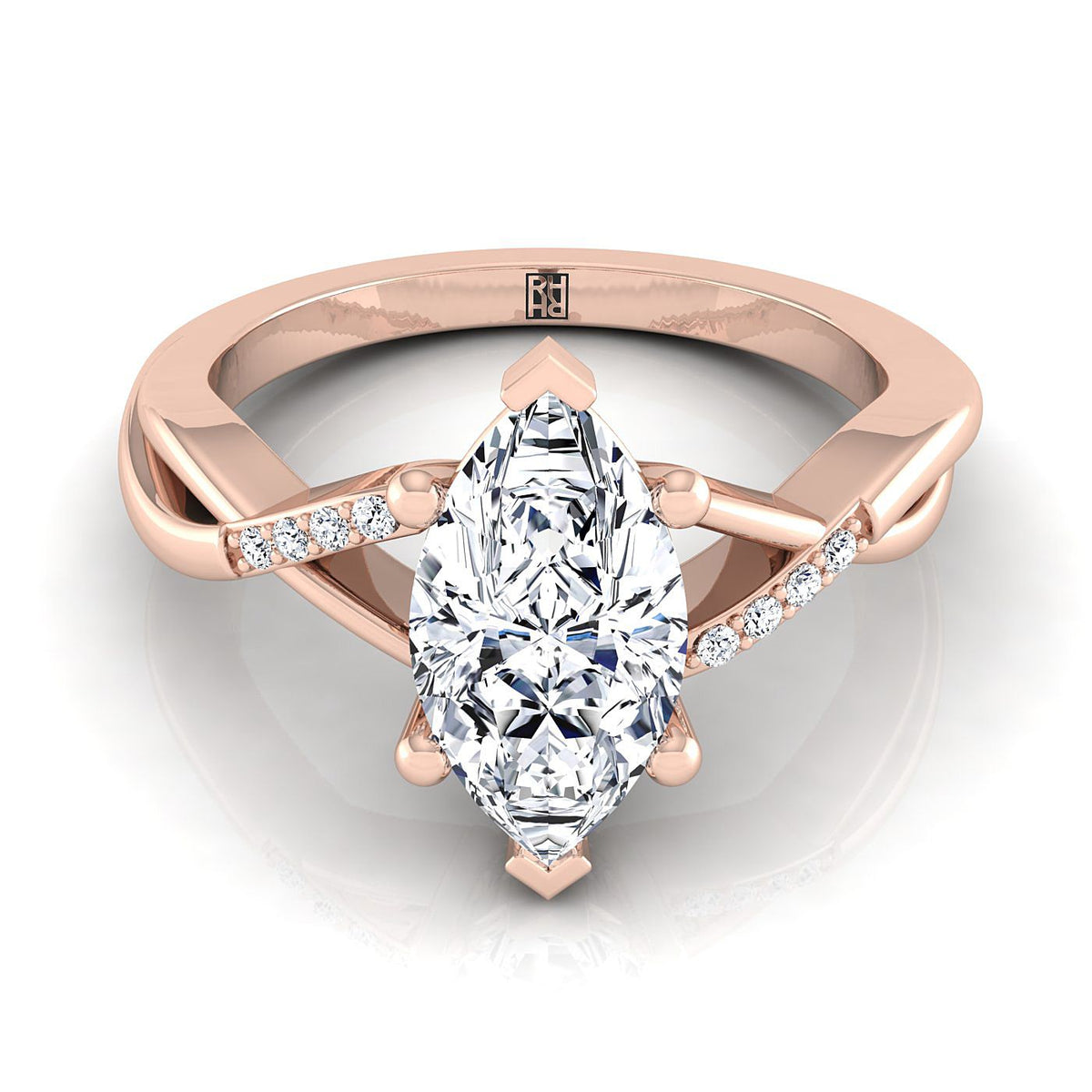 The Athena marquise engagement ring setting in 14K Rose Gold | RockHer