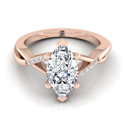Criss Cross Bypass Twist Marquise, in 14K Rose Gold, prong setting | RockHer