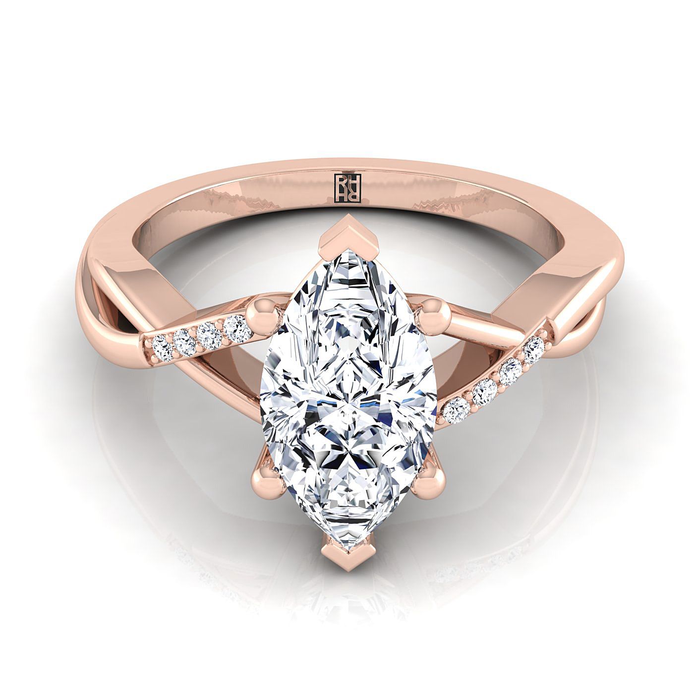 The Athena Select Pavé Engagement Ring with Lab Diamond in 14K Rose Gold - view 1