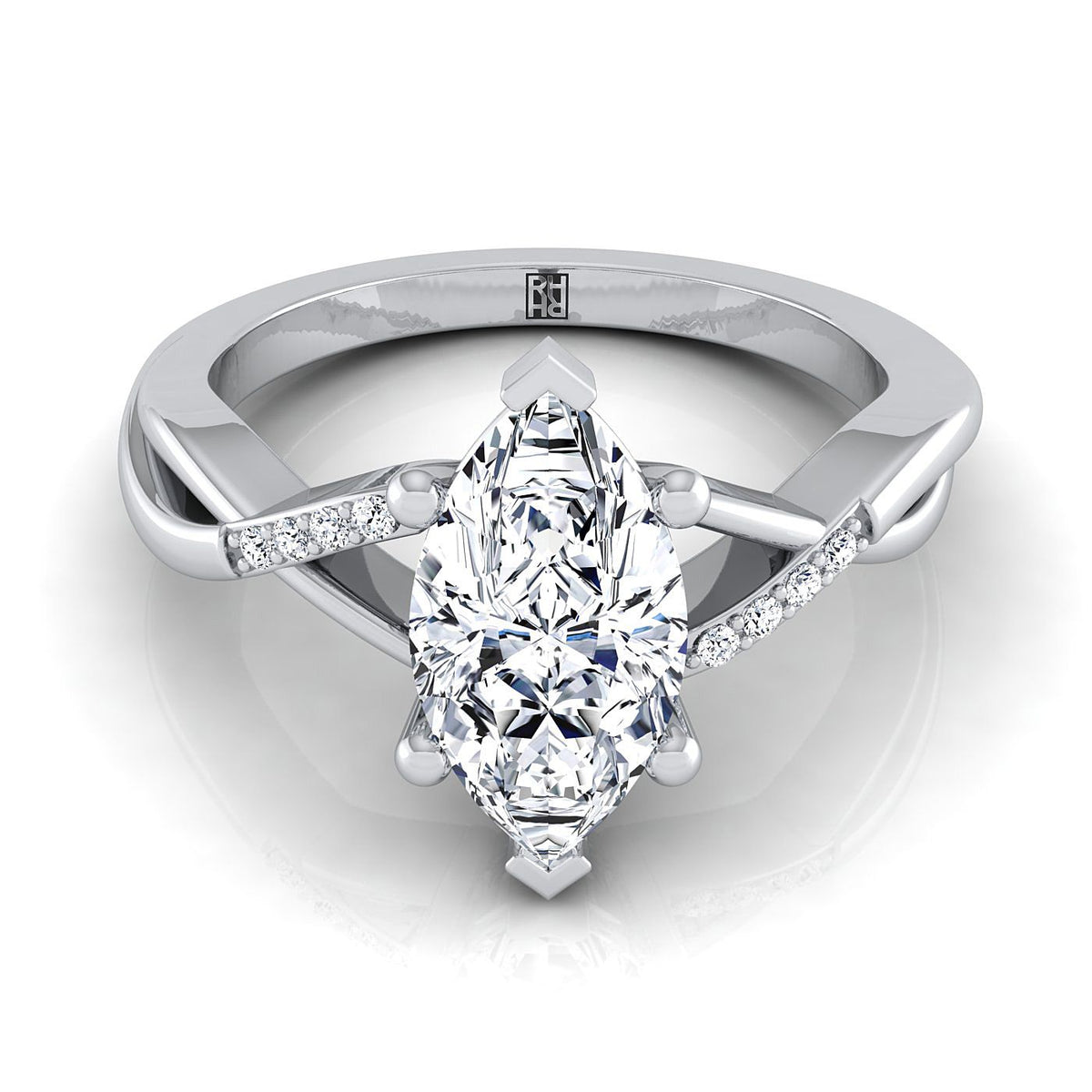 The Athena marquise engagement ring setting in 18K White Gold | RockHer