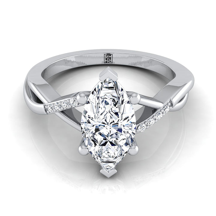Criss Cross Bypass Twist Marquise, in 18K White Gold | RockHer