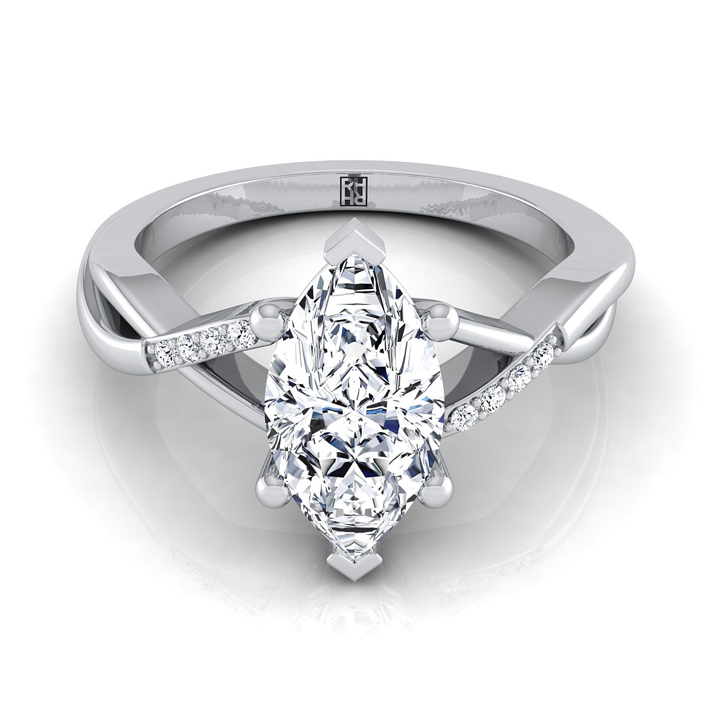The Athena Select Pavé Engagement Ring with Lab Diamond in 18K White Gold - view 1