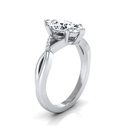 Criss Cross Bypass Twist Marquise, in 18K White Gold – side profile | RockHer