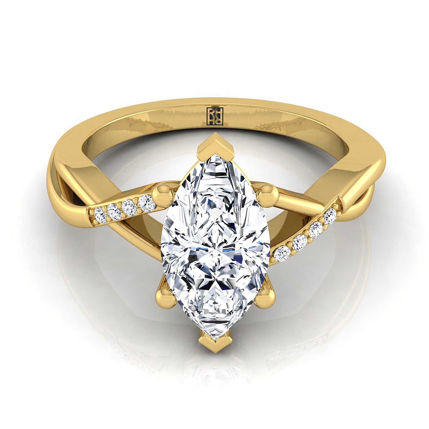 Athena Select Criss Cross Bypass Twist Marquise Lab Diamond Engagement Ring in 18K Yellow Gold | RockHer